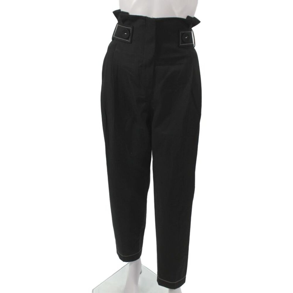 Gizia Women Paperbag Pants Black Cotton Button Inseam 28 Size 40